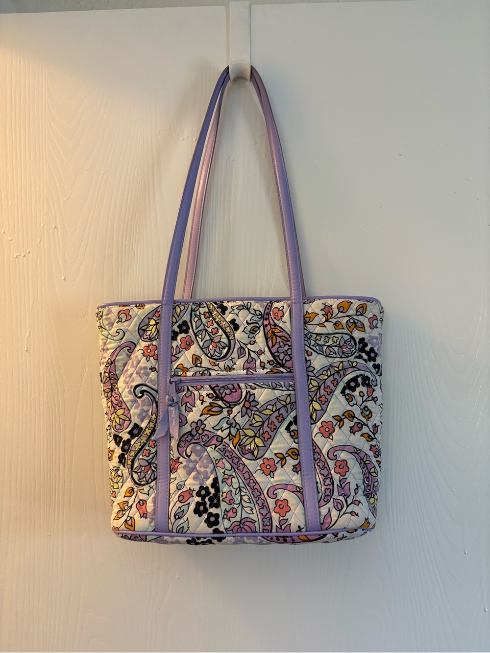 Vera Bradley Quilted Paisley Tote in Lavender and Cream